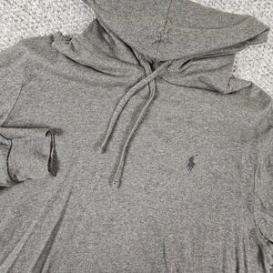 Polo Ralph Lauren Mens Long Sleeve Hooded T-Shirt Gray Pony Logo Large L
